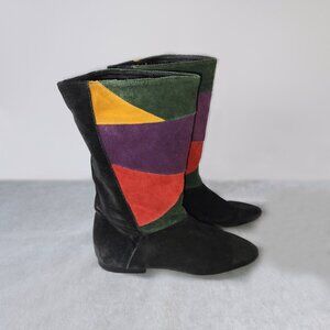 Vintage 60s 70s MOD Gogo Colorful Patchwork Hippie Boots Size 7.5 B Yugoslavia